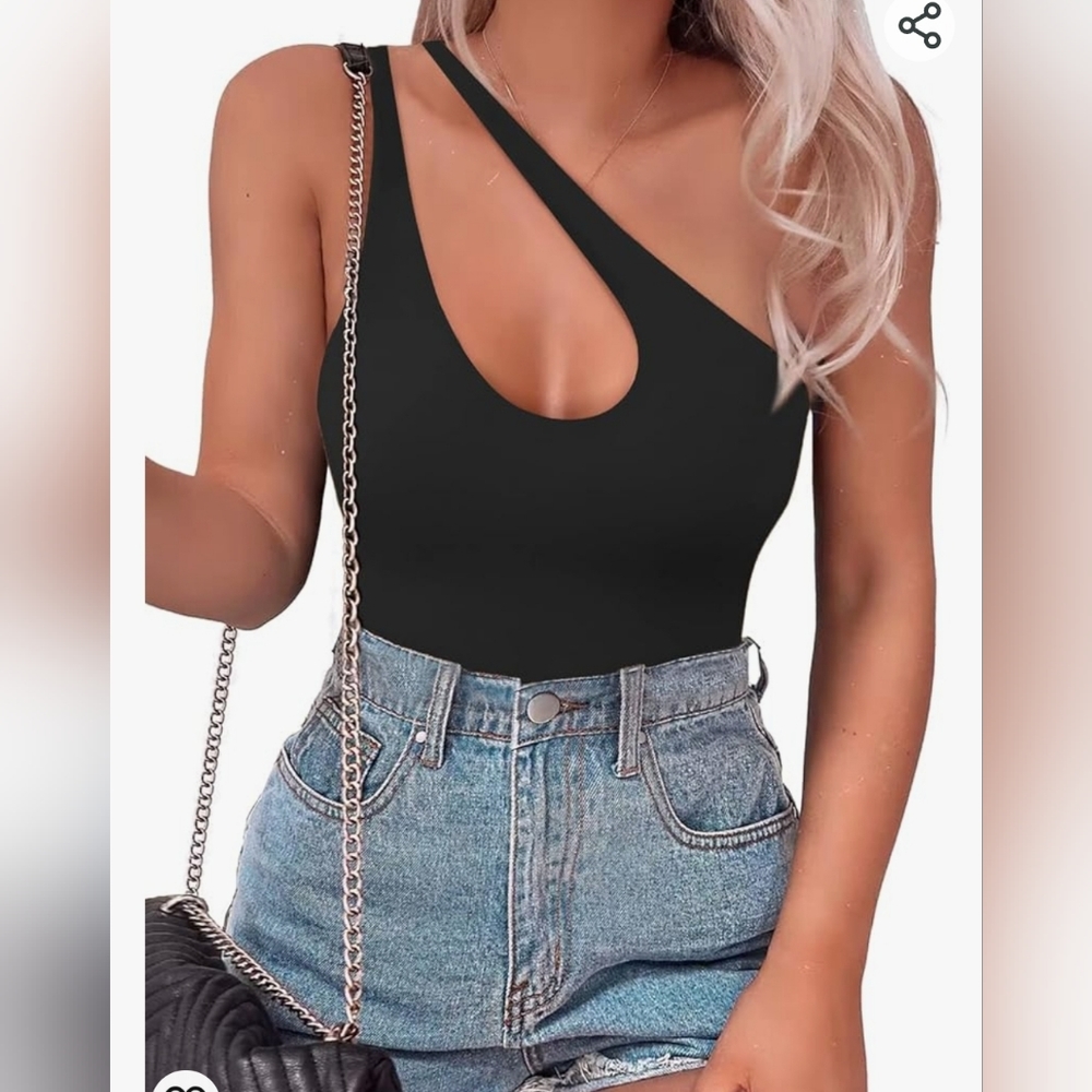 One shoulder cutout thong‎ bodysuit size small